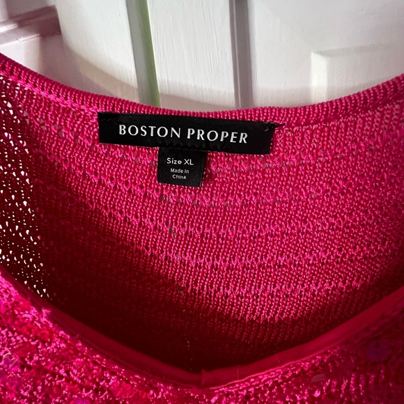 Boston Proper Sequin V-Neck Sweater Tank Fuchsia Purple Top - Picture 6 of 10